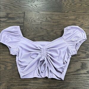 Lavender Ruched Puff Sleeve Top
